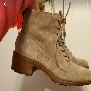 Lucky Brand Beige Suede Ankle Boots